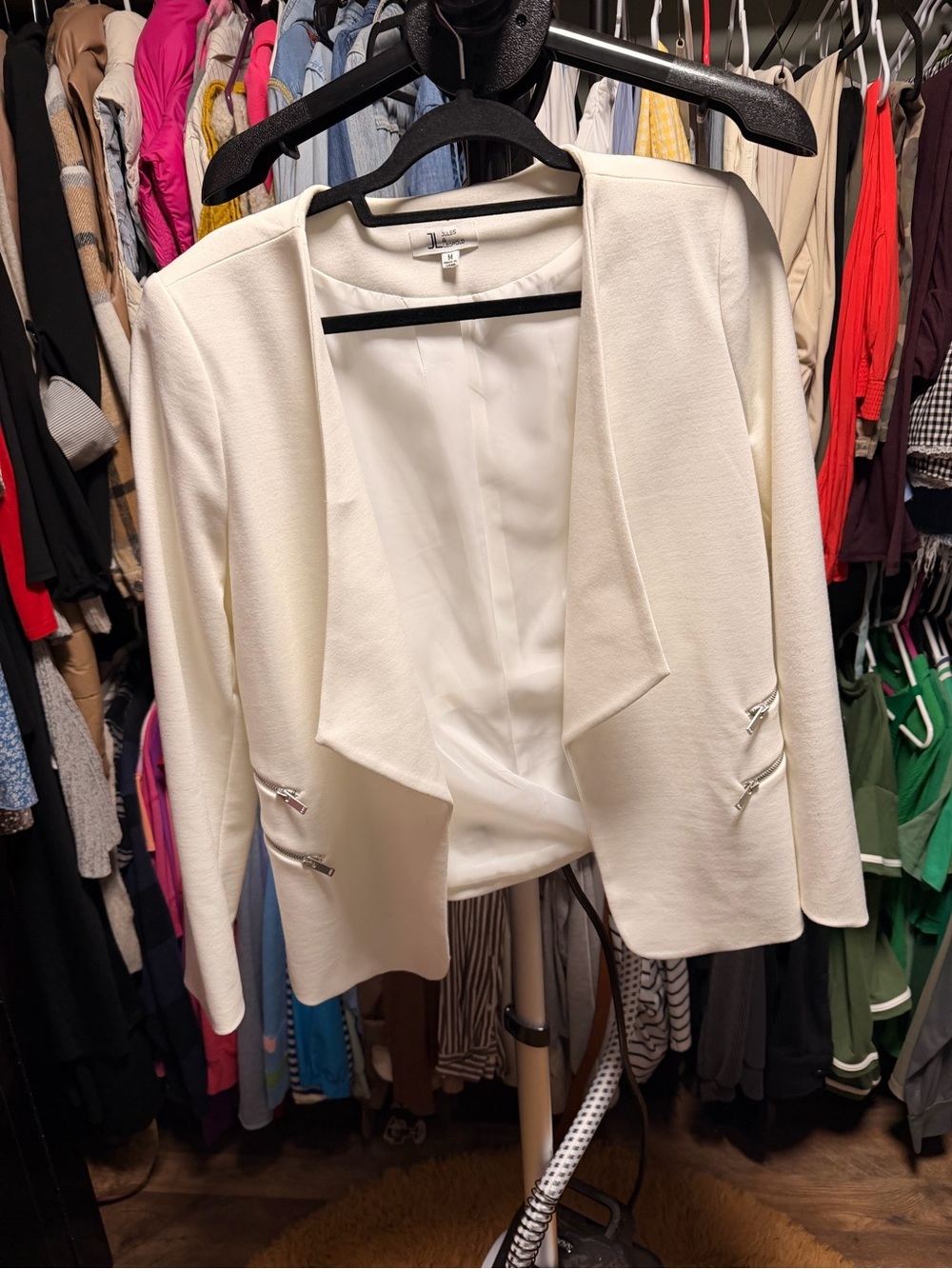 White Open-Front Women's Blazer Jacket
